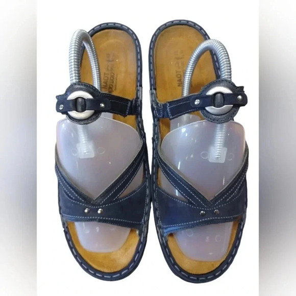 NOAT  Open Toe Blue Leather Flat Sandals Size 42/11 - Picture 3 of 9